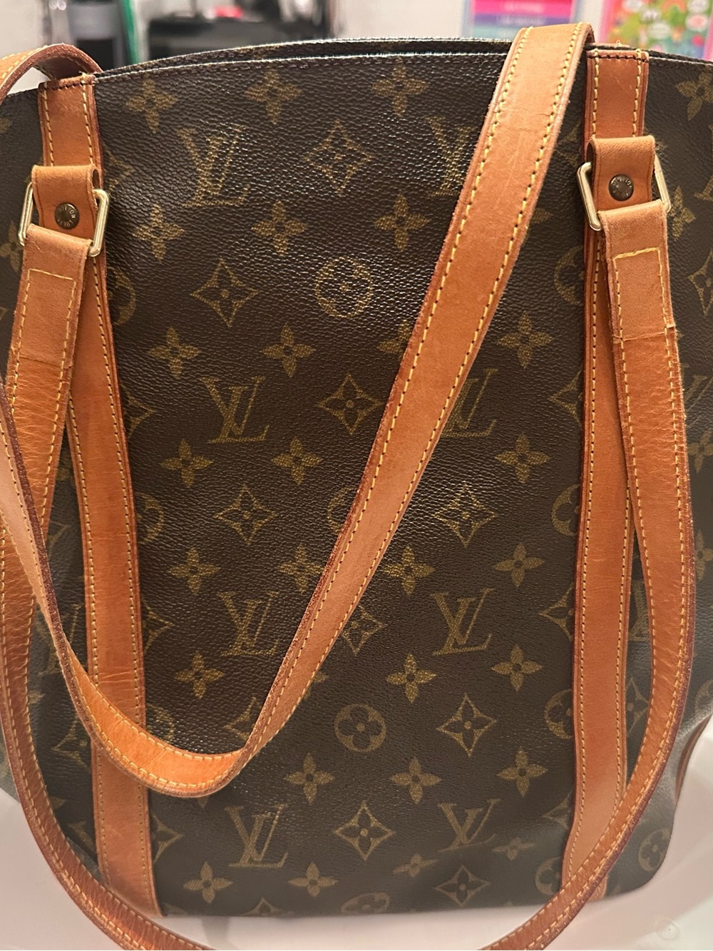 Louis Vuitton Monogram Canvas Tote in Brown and Tan Leather